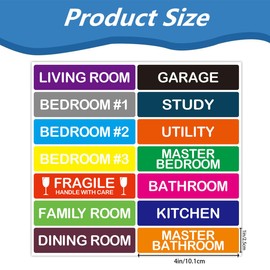 RuiChy 210 Pcs Home Moving Labels for Boxes, 14 Colors House Moving Supplies Packing Box Labels Fragile Stickers Coding Label Writable Marking Sticker for Apartment Rooms Cardboard Box Wardrobe Boxes