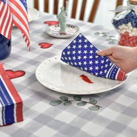 Horaldaily 100 servilletas de papel desechables patrióticas del 4 de julio, diseño de bandera estadounidense, toalla de mano para fiesta, almuerzo, cena, cocina, baño