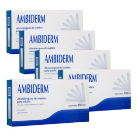 Pack 5 Cajas De Abatelenguas De Madera Ambiderm (500piezas)