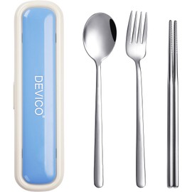 DEVICO Utensils for Lunch Box, Portabl Korean Chopsticks Fork and Spoon Set