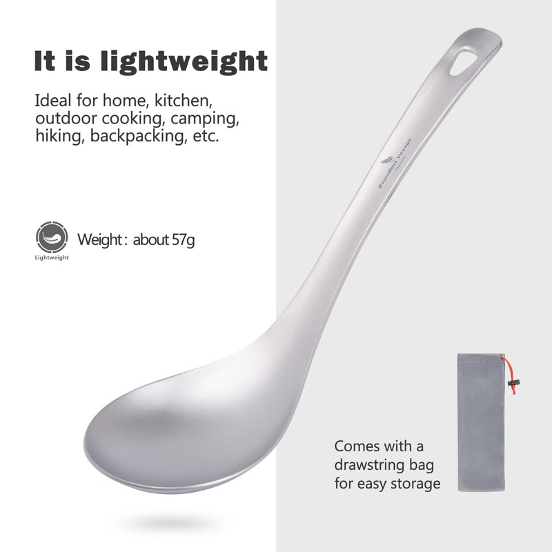 Boundless Voyage Titanium Long Handle Ladle Soup Spoon Thickeness Tableware