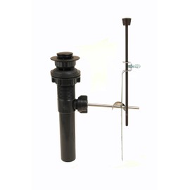 Plastic Pop-Up Lavatory Drain Assembly with Lift Rod and Overflow, Metal Trim in Oil Rubbed Bronze Finish - By PlumbUSA 32000BOB