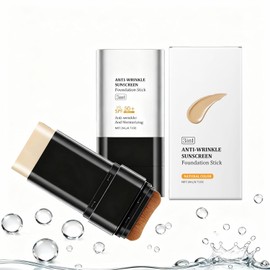 Base en Barra 3 en 1 con Protector Solar SPF 50+, Hidratante y Maquillaje Anti-Edad – Base en Crema de Cobertura Completa con Brocha Difuminadora, Portátil y Duradera para Piel Impecable. (NATURAL COLOR)