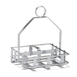 Tablecraft Chrome Plated Salt and Pepper Shaker / Sugar Packet Rack - 5" x 4 3/4" x 6 1/2" - each