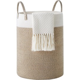 Cotton Rope Laundry Hamper by YOUDENOVA, 72L - Woven Collapsible Laundry Basket - Clothes Storage Basket for Blankets, Laundry Room Organizing, Bedroom Storage, Clothes Hamper – Brown