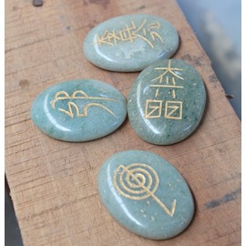 Jet International Green Aventurine Usui Iki Healing Set Chakra Balancing Meditation Gemstone Spiritual Energized Positive Mental Peace Prosperity Growth Bonding Lationship De-Stress Anxiety