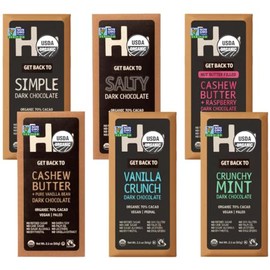 Dark Chocolate Bar Variety Pack, 6 Flavors 2.1 Oz Bars - Healthy Snack, Vegan, Paleo, Gluten-Free -No Dairy, No Refined Sugar, 6 Pack