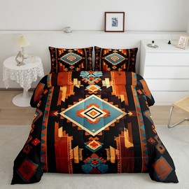 Feelyou Boho Bedding Set Full Size Western Decor Comforter Set for Kids Boys Girls Southwest Native American Design Comforter Southwestern Geometric Duvet Set