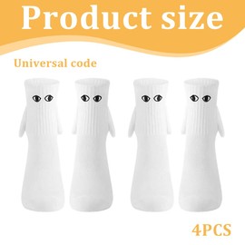 WUMZIRA 2 Pairs of Magnetic Socks with Hands 35-41 Hand in Hand Socks with Magnetic Arms Funny Silly Gifts for Women Men Friends Family Partner Couple Children Party White