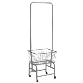 ALIMORDEN Laundry Cart with Clothes Rack, Rolling Laundry Butler with Wire Storage Rack，Grey