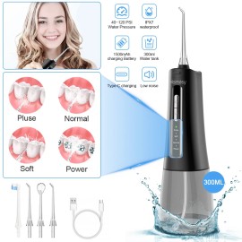 Homsay Cordless Water Flosser Pick Dental Oral Irrigator Travel Teeth Cleaner Floss Tip