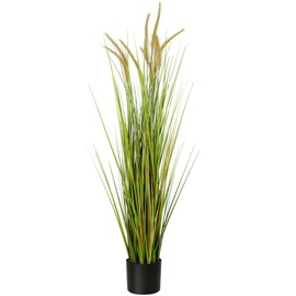 KOL Artificial 4ft Horsetail Reed Grass, 47.2in Artificial Indoor Outdoor Fake Grass Plant, Home Office Decorative Artificial Plants & Flowers in Pot Faux Plant Greenery,Housewarming Gift Grass