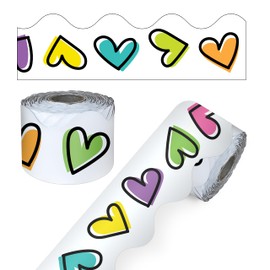 Carson Dellosa Education Carson Dellosa Kind Vibes 65Ft of Colorful Heart Bulletin Board Borders, 1 Roll of Scalloped Trim for Rolling Whiteboard, Posterboard, Party, Valentines Day Decorations, and Classroom Decor