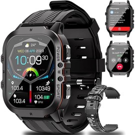 LEMFO C26 Men's Smartwatch with 1.96 AMOLED Screen, Phone Function, 480 mAh, 1ATM Waterproof, 120+ Sports Modes, Smartwatch with Heart Rate Monitoring for Android iOS
