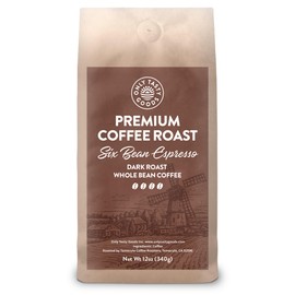 6 Bean Espresso Dark Roast Whole Bean Coffee, Bold & Smooth, GMO-Free, Vegan, Freshly Roasted in California 12 oz.