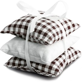 Eucalyptus Scented Pillow Herb Cushion Set of 3 9 x 9 cm Brown / White / 100% Natural
