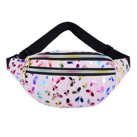 Estwell Bum Waist Bag for Women Girls Fashion PU Leather Waterproof Ladies Festival Fanny Pack Lightweight Hip Pouch Travel Holiday Waist Pack Shiny Bumbag