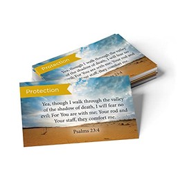 Pass It On Scripture Cards, Protection, Psalm 23:4, Pack of 25 Inspirational Bible Verse Wallet Cards for Devotional, Bible Study, & Memorization, Small Christian Greetings for Encouragement