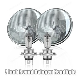 SHENKENUO 7 Inch LED Glass Headlight Round, ORIGINAL CLASSIC LOOK conversion Chrome pair