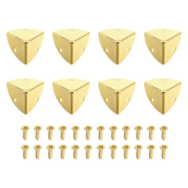 sourcing map 8 Pcs Decorative Box Corner Cover, 27mm Metal Edge Guard, Furniture Corner Edges Protector with Screws, Light Gold