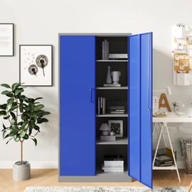 Anxxsu Metal Garage Storage Cabinet, 71" Locking Storage Cabinet with 2 Doors and 4 Adjustable Shelves, Lockable Metal Cabinet for Home,Garage,Gym,School（Gray Blue）