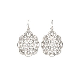 Rose Gold Celtic Filigree Floral Dangle Drop Earring Boho Fashion Statement Earrings for Women (A:silver)