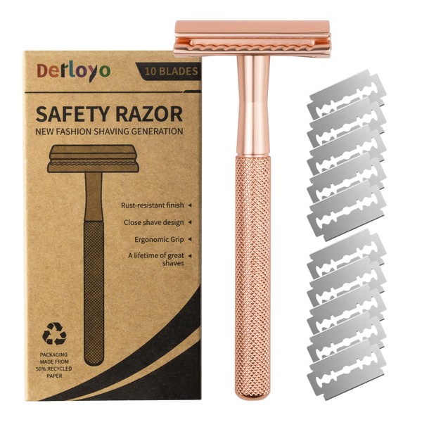 Double Edge Safety Razor, Reusable Metal Razor for Men &
