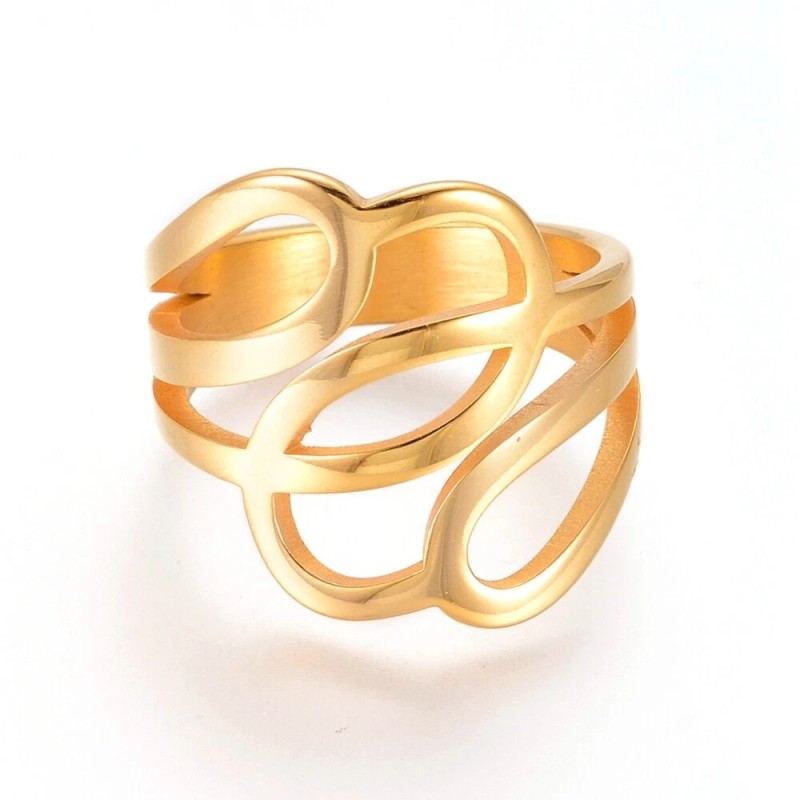 LZD 304 Stainless Steel Finger Rings Gold Size 7 17mm 