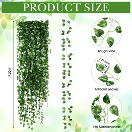 Yuxung 300 Pcs 2166ft Artificial Ivy Garland Fake Vines Bulk Green Leaves Greenery Vines for Bedroom Hanging Plants for Wedding Garden Home Wall Jungle Themed Party Decorations