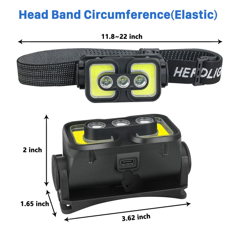 Unbranded COB LED Headlamp USB Rechargeable Headlight Torch Work Lamp