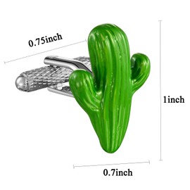 HAWSON Men's Desert Cactus Cufflinks Matte Silver Southwest Style Accessories for Ranch Weddings & Cowboy Chic Business Attire