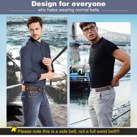 SUOSDEY 2 Pack No Buckle Belts for Men Women, Side Belt Elastic Stretch Adjustable Invisible Belt Fits 1.5 Inch Belt Loops coffee