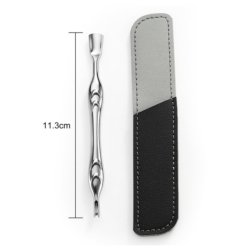 EUZUXU Cuticle Pusher Stainless Steel, 2-in-1 Cuticle Trimmer Nail Care