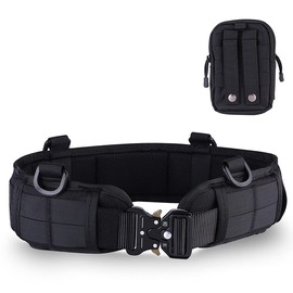 J-HARK Tactical Belt Molle System Airsoft Belt Molle Cobra Buckle Pouch Set (Black)