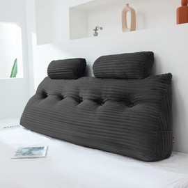 Rycwola Headboard Wedge Pillow with 2 Pack Neck Roll Pillow Large Headboard Pillow Queen Wedge Pillow Headboard Soft and Supportive Bed Rest Reading Pillows for Sitting in Bed with Removable Cover