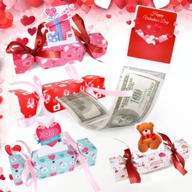 Vodolo 4PCS Valentine's Day Money Box for Cash Gift Pull,Funny Surprise Box Money Gift Box for Kids Adults,Candy Money Holders Exploding Money Roll Pull Pouch,Creative Ways to Give Money Gifts