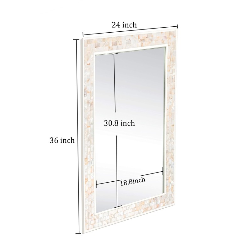 Tanmicoshomy 24 x 36Inch Rectangle Wall Mirror, Natural Shell Framed