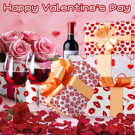 Valentine Tissue Paper 100PCS Valentine Tissue Paper 20"X14" Heart Tissue Paper Red Gift Wrapping Paper 4 Design Valentine Tissue Paper Bulk for Wedding Valentine Mother's Day Decor DIY Craft