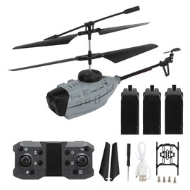 RC Helicopter KY202 Obstacle Avoidance Drone Remote Control Helicopter Toy For Over 14 Years Old Grey 3 Battery