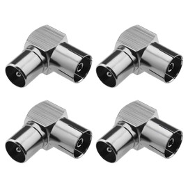 ECSiNG 4Pcs PAL Male to Female Connector RF Coax TV Antenna Right Angle Adapter TV Aerial Antenna Cable Converter Accessories for Receivers TV Sets Radios