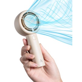 Aecooly Portable Handheld CloudFlow Fan with Dual Air Channels, 24H Max with 5 Speeds USB Rechargeable Mini Personal Battery Powered Small Pocket Fan for Travel, Beach, Cruise, Gifts for Women -Beige