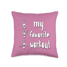 All My Vices My Favorite Workout-Corkscrew Wine Bottle Openers Throw Pillow, 16x16, Multicolor