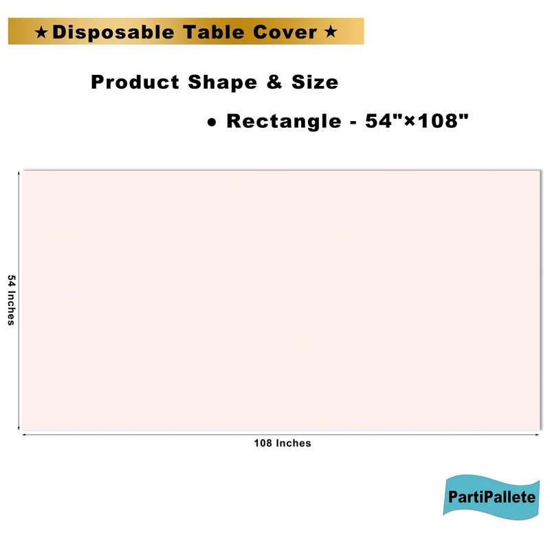 PartiPallete 3-Pack Premium Plastic Blush Light Pink Tablecloth Disposable 54"