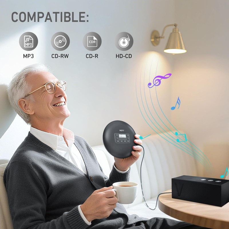 HOTT C204 Basic Portable CD Player with Anti-Skip Protection -