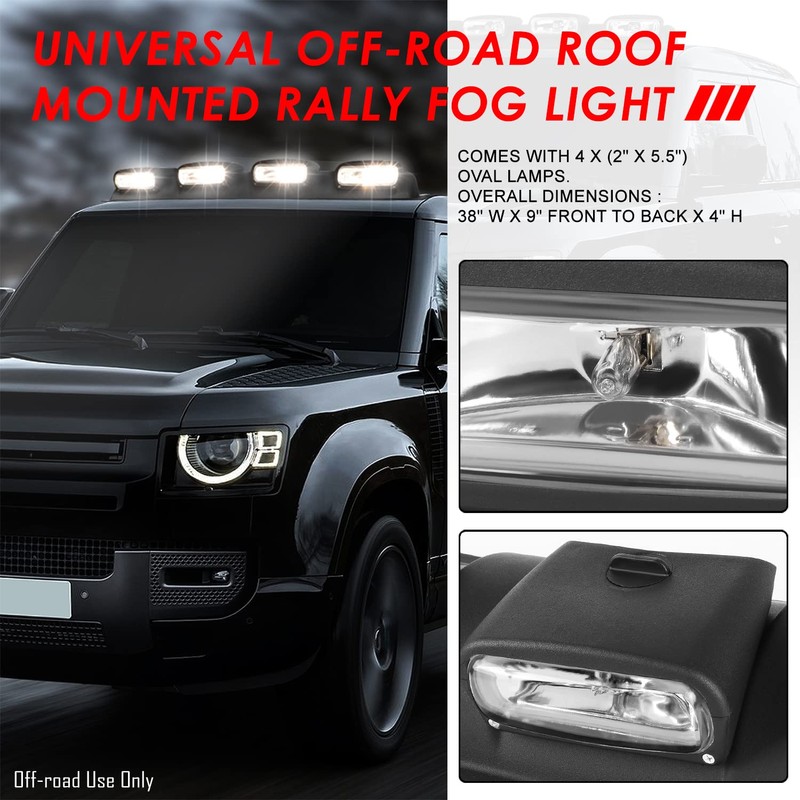 Auto Dynasty Fog lights, Universal Front Top Roof Mounted Driving