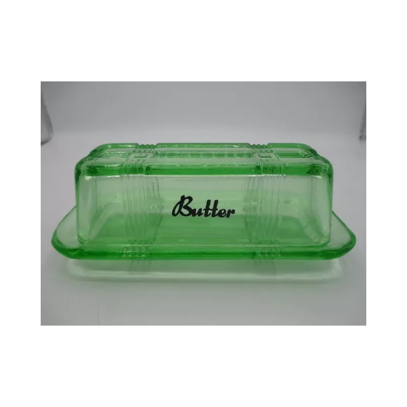 Rhyne and Son Butter Dish Retro Depression Style Apple Glass
