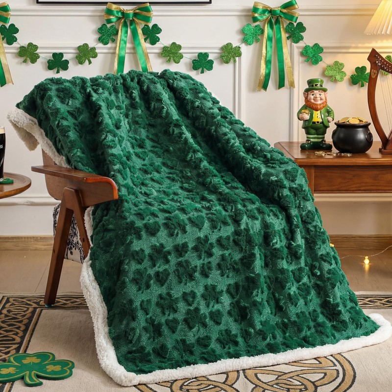 Mindsoft St. Patrick's Day Sherpa Blanket 50 x 60 Inch,