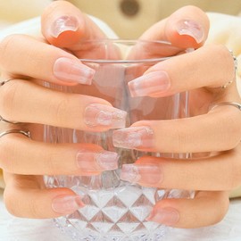 Sethexy Short Coffin Handmade False Nails Glitter Cat Eye Nails Press Rude Acrylic False Nails Salon Glued Nails for Women and Girls 10 Pieces (4)