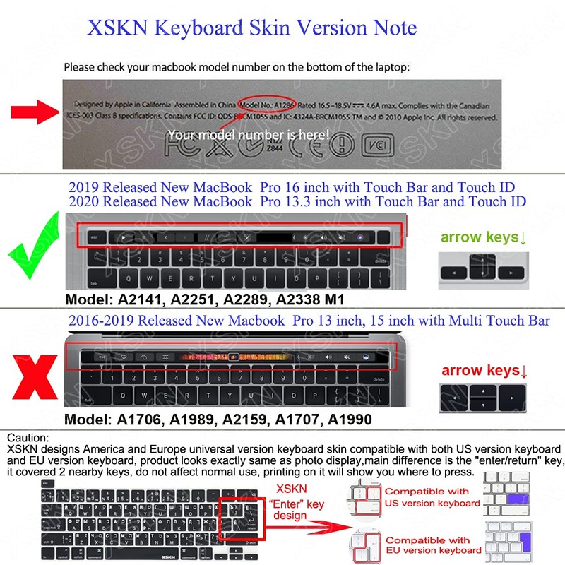 XSKN Hebrew Silicone Keyboard Skin Cover for 2019 2020 Released