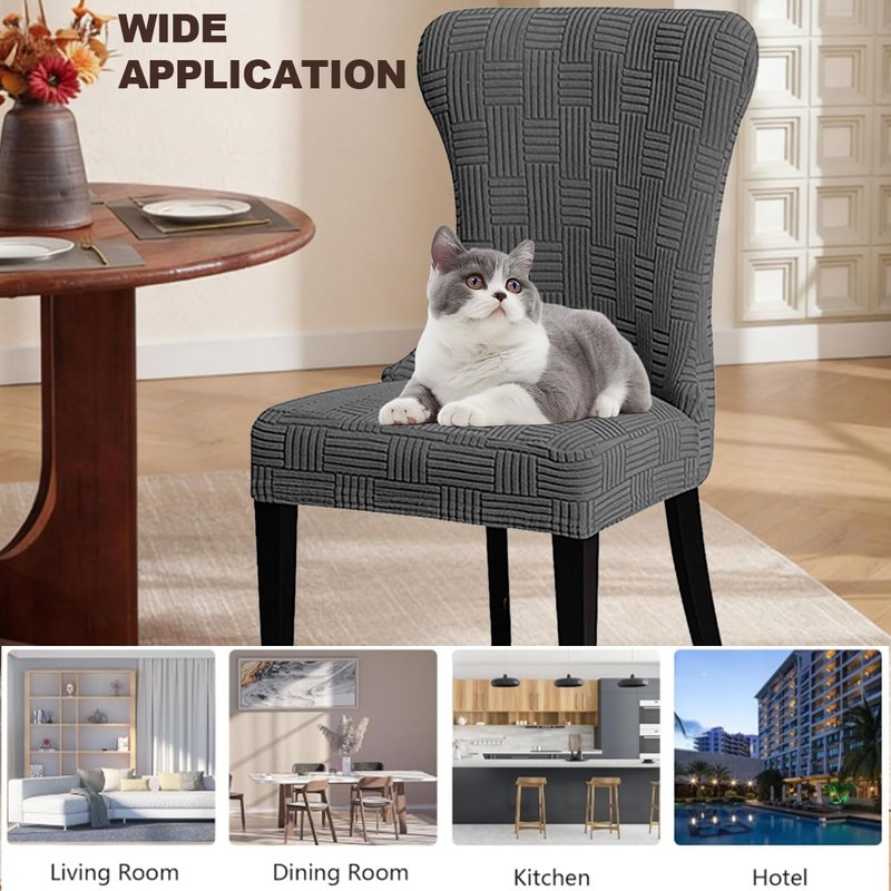 Buenanir Wingback Dining Chair Covers Set of 6 Stretch Jacquard